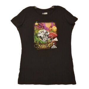 NFL Team Apparel Women L Super Bowl XLVII 2013 NOLA T-Shirt